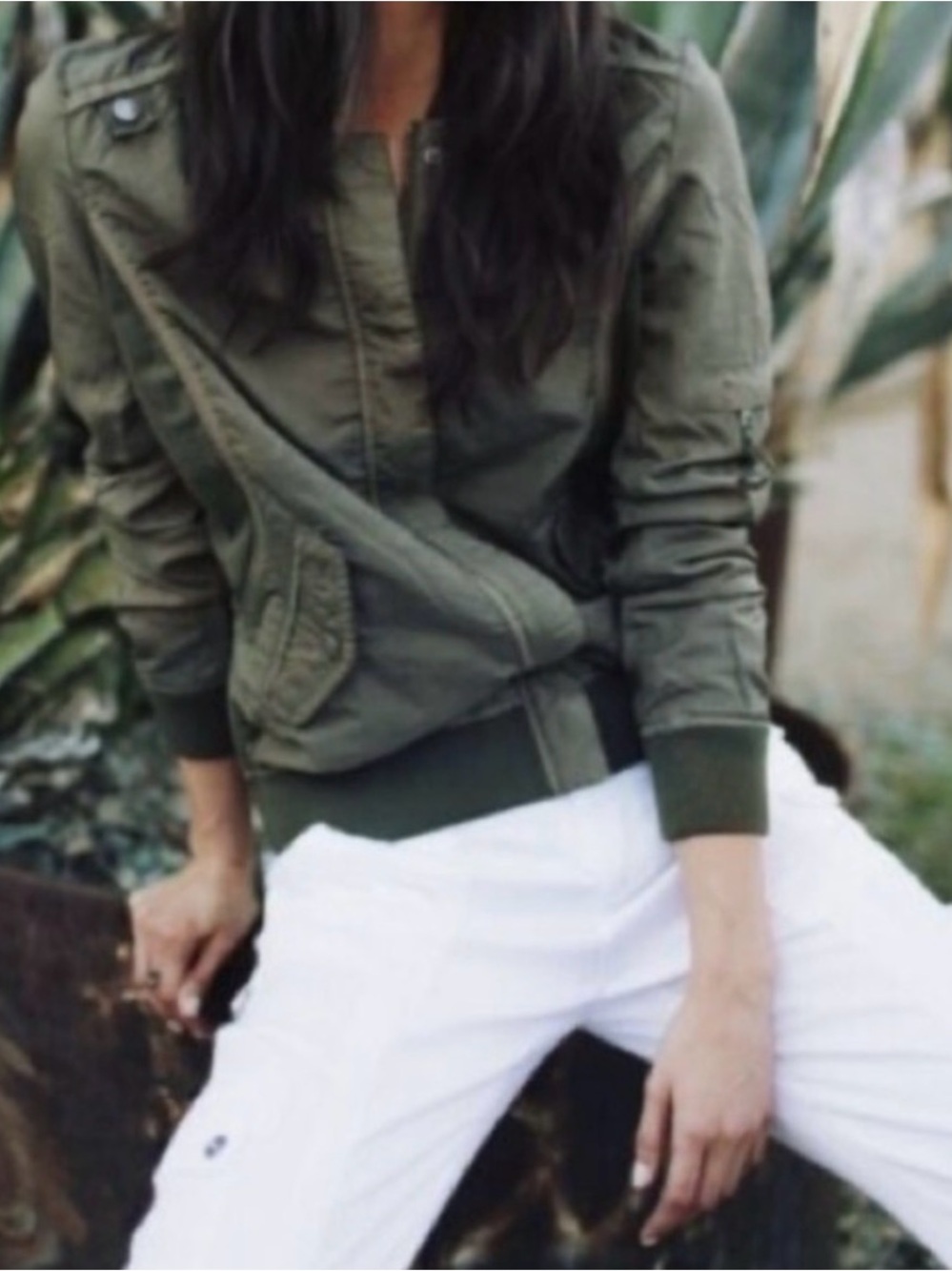 Anthropologie Marrakech Vista Bomber Jacket, Olive Green, Size Small